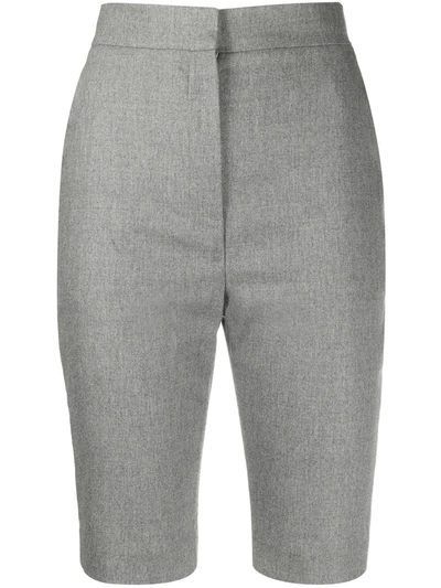 Balmain Stretch Wool Flannel Cycling Shorts In Grey