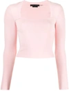 Alice And Olivia Ricarda Square Neck Top In Blush