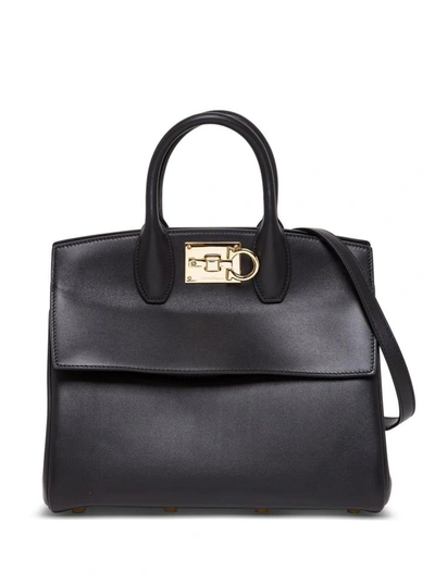 Ferragamo The Studio Handbag In Black Leather