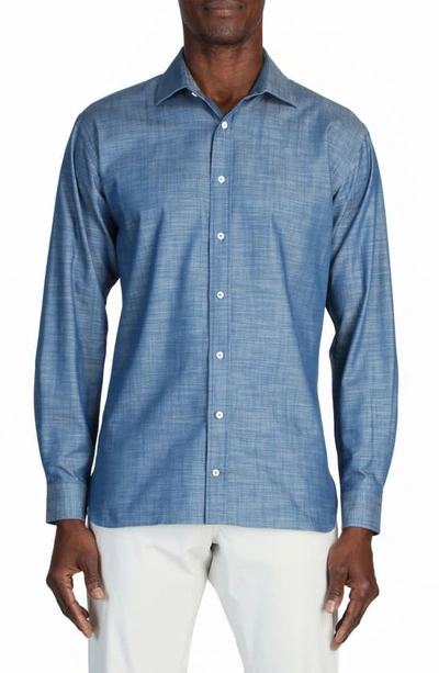 Alton Lane Mason Everyday Chambray Button-up Shirt In Blue Chambray