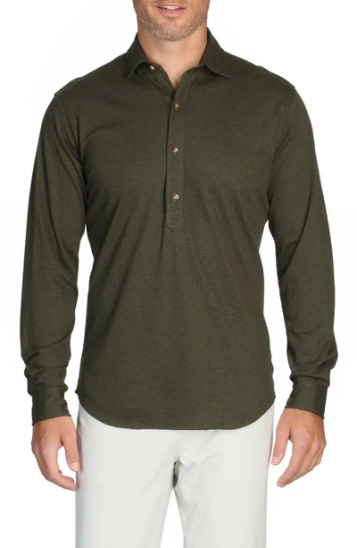 Alton Lane Harris Everyday Cotton Piqué Popover Shirt In Olive Twill