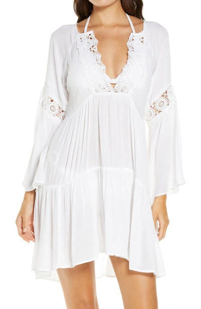 O'neill Saltwater Solids Long Sleeve Cover-up Tunic Dress In White