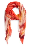 Nordstrom Print Modal & Silk Scarf In Coral Solstice Bloom Prnt