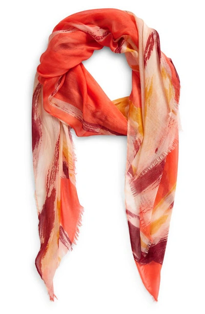 Nordstrom Print Modal & Silk Scarf In Coral Solstice Bloom Prnt