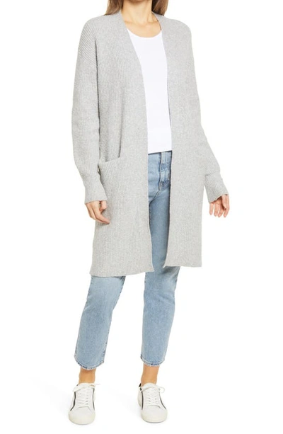 Caslonr Long Cardigan In Grey Heather