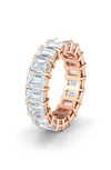 Hautecarat Emerald Cut 6.60ct Tw Lab Created Diamond 18k Gold Eternity Band In Rose Gold