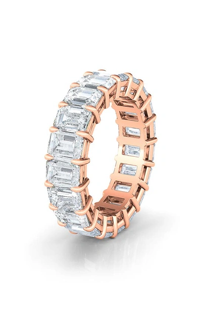 Hautecarat Emerald Cut 6.60ct Tw Lab Created Diamond 18k Gold Eternity Band In Rose Gold