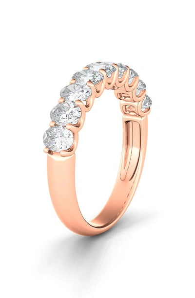 Hautecarat Half Oval Cut Lab Created Diamond 14k Gold Eternity Ring In Rose Gold