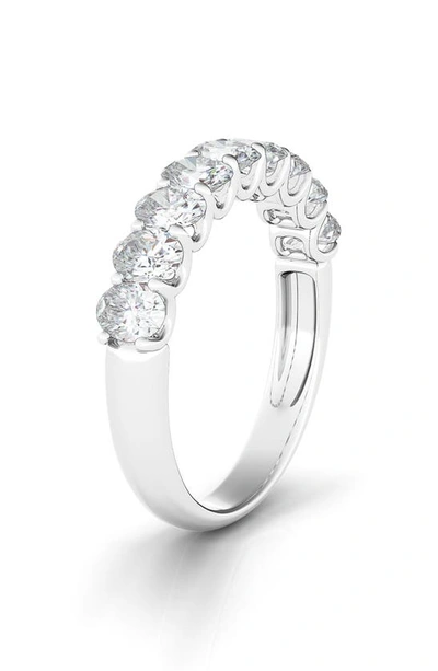 Hautecarat Half Oval Cut Lab Created Diamond 14k Gold Eternity Ring In White Gold