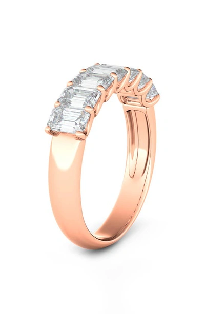 Hautecarat Half Emerald Cut Lab Created Diamond 14k Gold Eternity Ring In Rose Gold