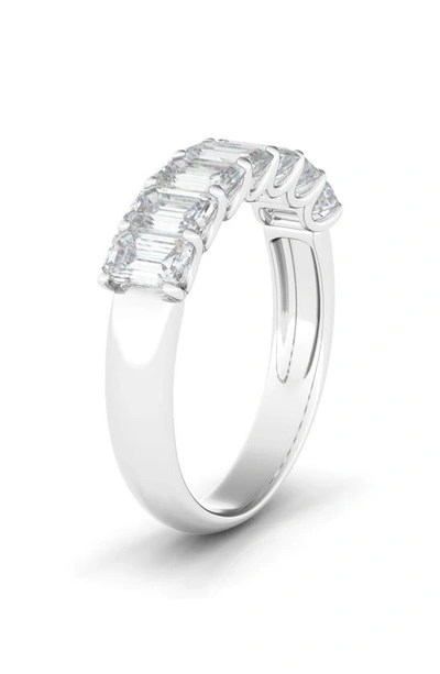 Hautecarat Half Emerald Cut Lab Created Diamond 14k Gold Eternity Ring In White Gold