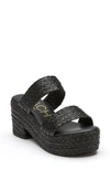 Coconuts By Matisse Ocean Ave Espadrille Platform Slide Sandal In Black Fabric