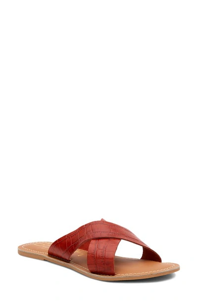 Coconuts By Matisse Pebble Slide Sandal In Red Croc Leather