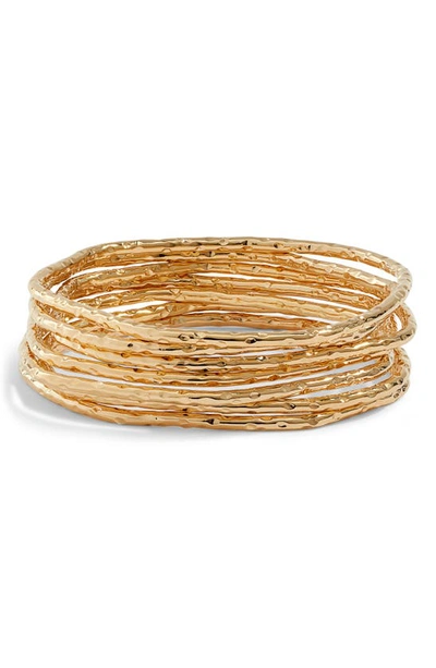 Soko Nyundo Set Of 7 Stacking Bracelets In Gold