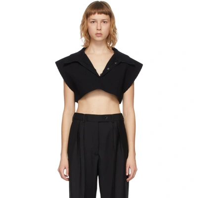 Jacquemus Women's Santon Cotton-blend Cropped Polo Shirt In Black
