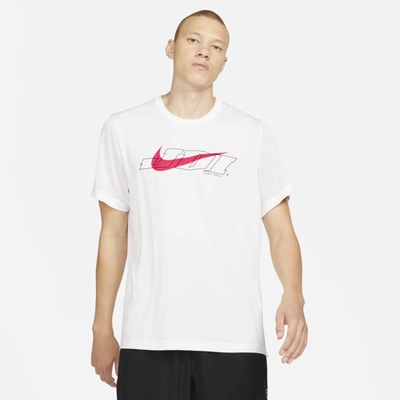 Nike Sport Clash Men's Short-sleeve Training Top In White,light Fusion Red