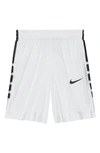 Nike Dri-fit Elite Big Kids' (boys') Basketball Shorts (extended Size) In White