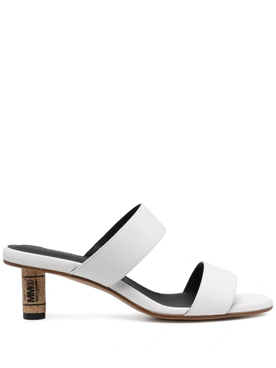 Mm6 Maison Margiela Double Strap 65mm Mules In White/brown