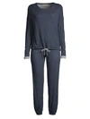 Barefoot Dreams The Malibu 2-piece Crinkle Jersey Sweatshirt & Sweatpants Set In Waterfall Sea Salt