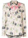 Coach Printed Crepe De Chine & Lace Shirt In Pale Pink Multi