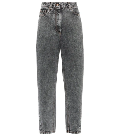 Brunello Cucinelli High-rise Tapered Jeans In Grey