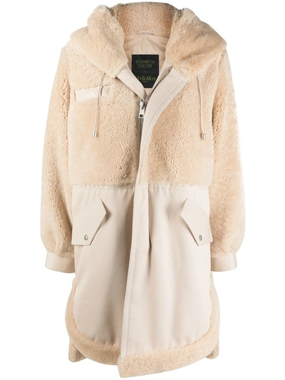 Mr & Mrs Italy Elizabeth Sulcers Shearling And Leather Parka For Woman In Sand / Beige