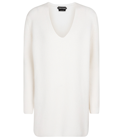 Tom Ford Ribbed-knit Cashmere Sweater In White
