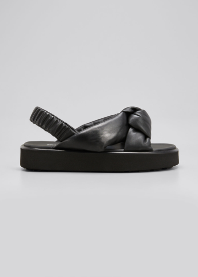 Miu Miu Knot-detail Flatform Sandals In Nero