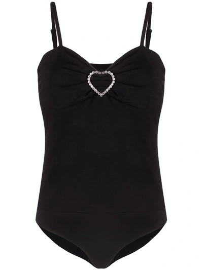 Love Moschino Crystals-heart Detailed Body In Black