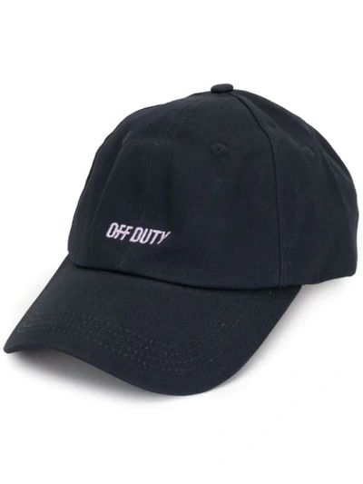 Off Duty Embroidered Logo Baseball Cap In Blue