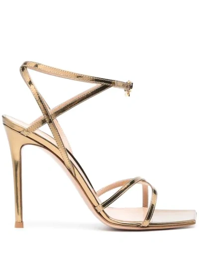 Gianvito Rossi Georgina 105 Metallic Leather Sandals In Mekong