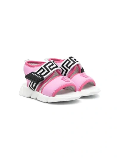 Young Versace Kids' Medusa Head Touch-strap Sandals In Pink