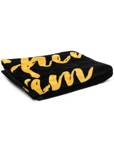 Moschino Two-tone Logo Towel In Yellow