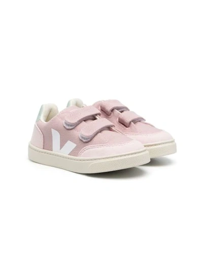 Veja Kids' V-12 Touch-strap Trainers In Pink