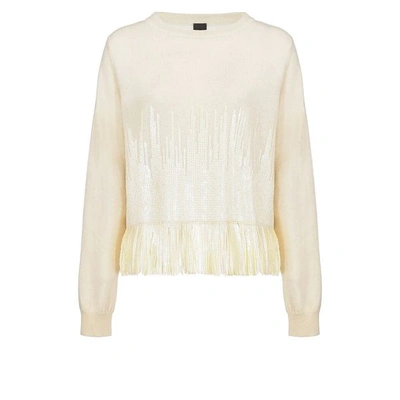 Pinko Sweater In Cashmere And Sequins In Beige