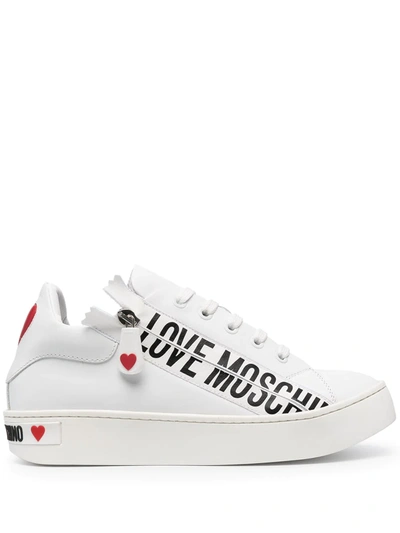 Love Moschino Side Zipped Logo Print Sneakers In Black | ModeSens