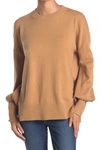 French Connection Balloon Sleeve Crew Neck Sweater In Camel Mel