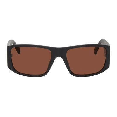 Kenzo Black Sport Rectangular Sunglasses In 02e Mat Blk