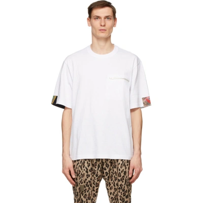 Sacai Patchwork Cotton T-shirt In White
