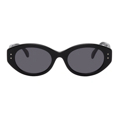 Alaïa Black Round Cat Eye Sungalsses In 001 Black