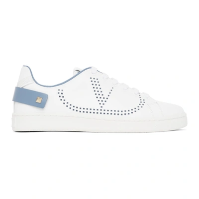 Valentino Garavani White & Blue  Vlogo Backnet Sneakers In 58h Wte/niag