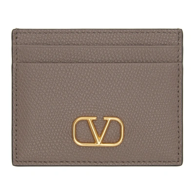 Valentino Garavani Valentino Taupe  Vlogo Card Holder In 416 Clay