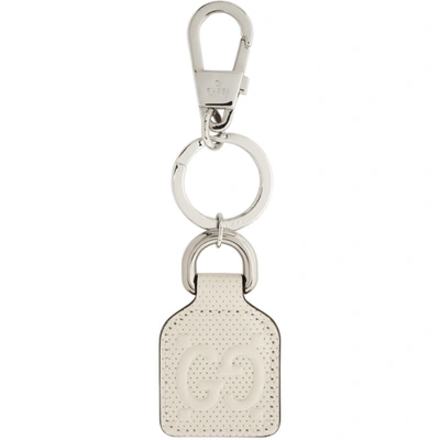 Gucci White Gg Embossed Keychain In 8135 Pallad