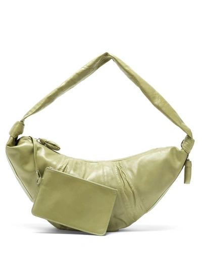 Lemaire Croissant Large Leather Bag In Verde