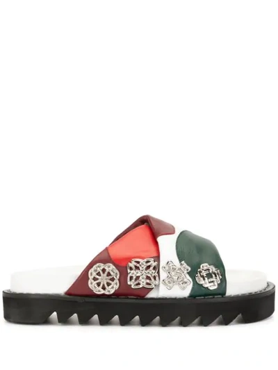 Toga Studded Colour-block Slides In Red