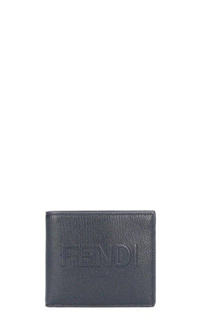 Fendi Embossed Logo Wallet In Black