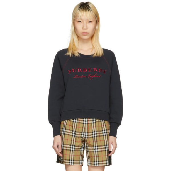 burberry embroidered cotton blend jersey sweatshirt