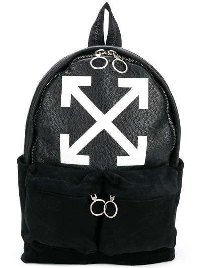 Off-white Arrows Suede And Leather Backpack In Black
