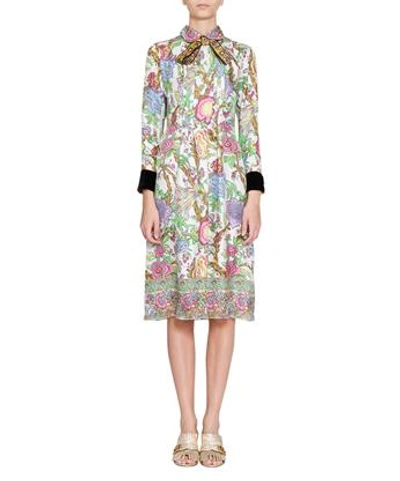 Gucci Floral Print Silk Twill Dress