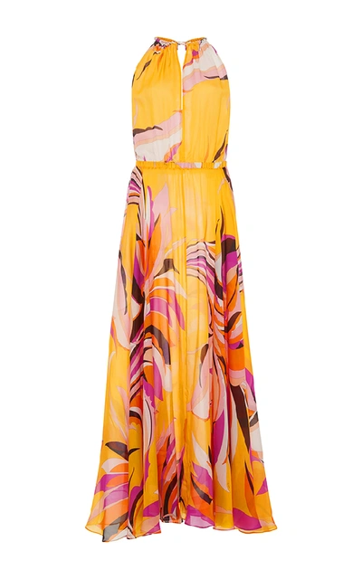 Emilio Pucci Fiore Maya Printed Silk-chiffon Halterneck Maxi Dress In Yellow Pattern